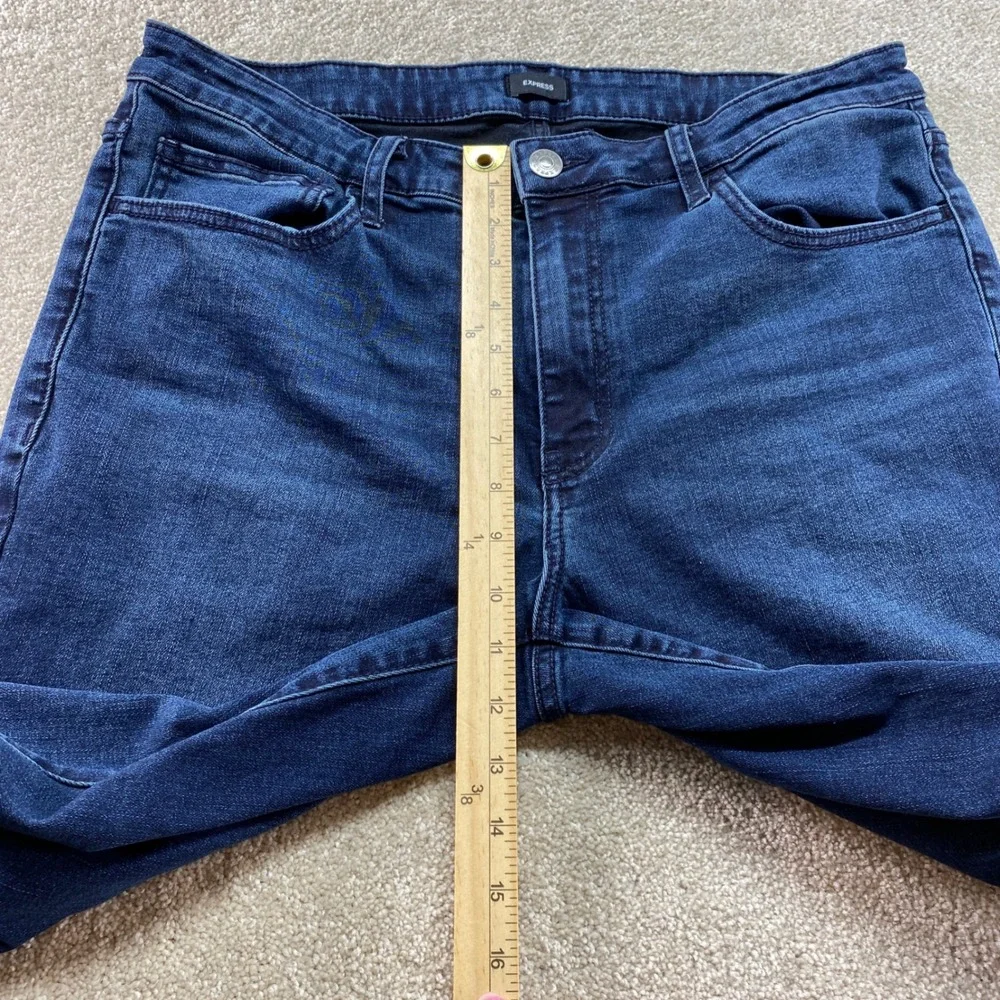 Express Straight Leg Jeans Mens 34x32 Dark Blue Excellent‎ Stretch EX0005553